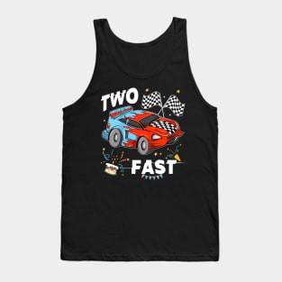 Kids Two Fast 2 Curious Racing 2nd Birthday Race Car Pit Crew Tee Tank Top